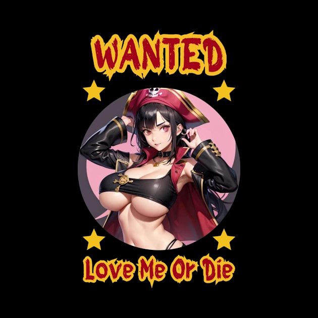 Wanted Pirate Love Me Or Die Anime Girl by Clicks Clothes