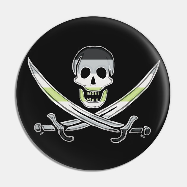 Agender Pirate Pride (darkMode) Pin by BeSmartFightDirty