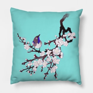 Japanese sakura blossoms and bird Pillow