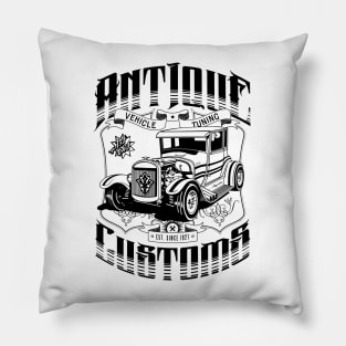 Hot Rod - Antique Customs (black) Pillow