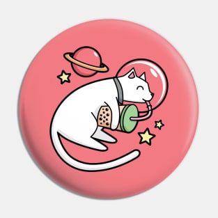 Bubble Tea Cute Kawaii Space Cat Pin