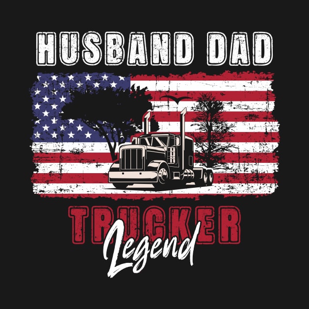 18 wheeler truck USA flag vintage, Husband Dad Trucker Legend by HomeCoquette