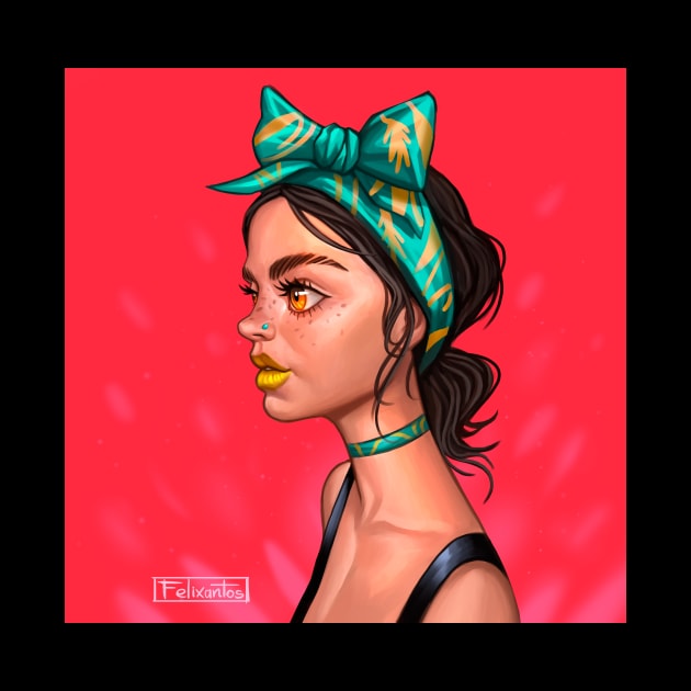 Girl with ribbon by felixantosart