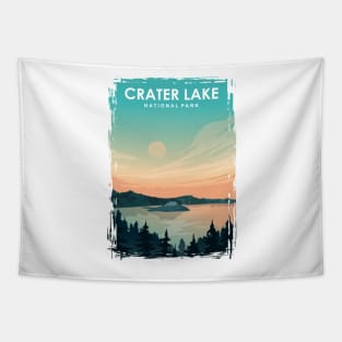 Crater Lake National Park Travel Poster Tapestry