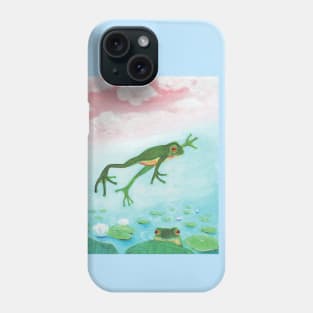 Frog Jumping Into Pond Illustration Phone Case