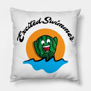 Excited swimmer, watermelon jump Pillow