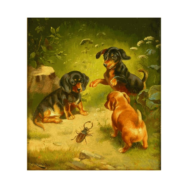 Dachshund Puppies at Play (circa 1900) by Carl Reichert by Naves