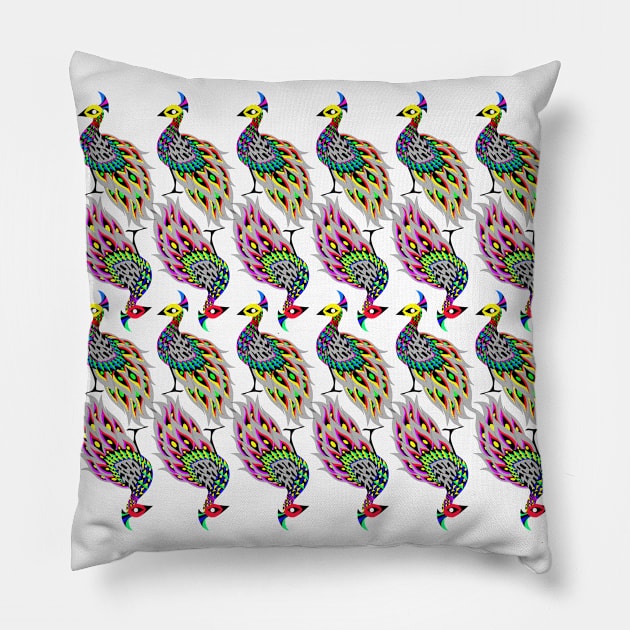 peacock pattern in royal feather ecopop Pillow by jorge_lebeau