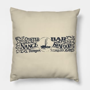 Nance Seafood Oyster Bar | Vintage Durham North Carolina Retro Design Pillow