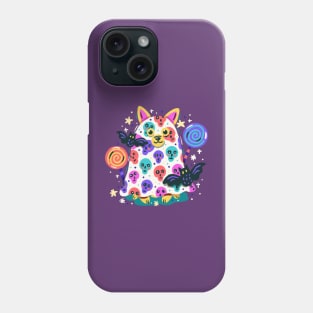 Ghost Cat With Bats and Skull Phone Case