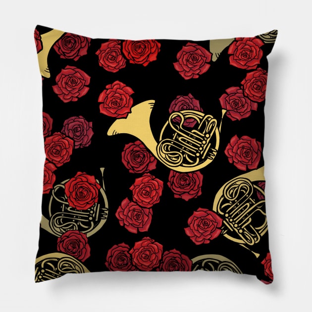 French Horn Roses Pillow by bubbsnugg