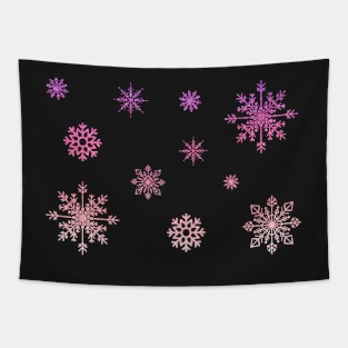 Pink Ombre Faux Glitter Snowflakes Tapestry