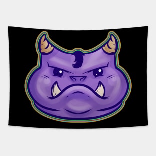 Cute Kawaii Purple Monster With Fangs And Horns Halloween Tapestry