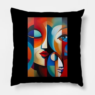 Abstract Faces Art Print Pillow