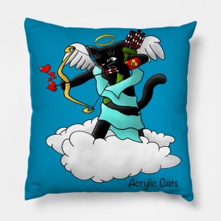 Valentine's Day Coal Black Cupid Cat Pillow