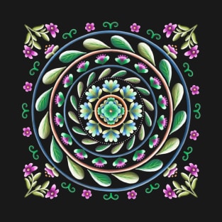 Botanical Mandala on Teal T-Shirt