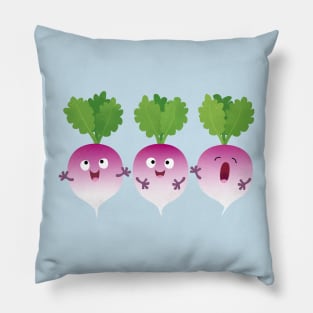 Cute turnip vegetable trio singing cartoon Pillow