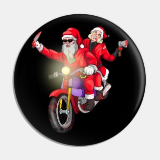 Biker Couples Santa Christmas Pin