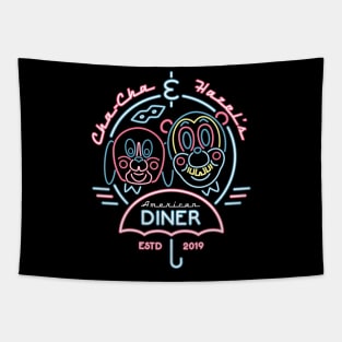 Cha Cha & Hazel Diner - Neon Sign - Comic Book Tapestry