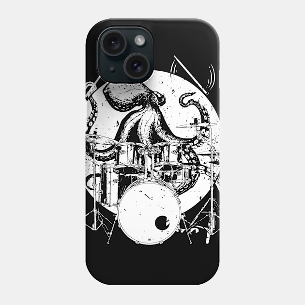 Drummers Gift Print Cool Drumming Octopus Print Phone Case by Linco