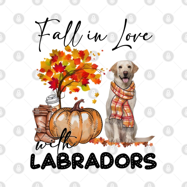 Fall In Love With Yellow Labradors Fall Pumpkin Thanksgiving by SuperMama1650