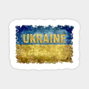 Ukrainian flag of the Ukraine with text Magnet