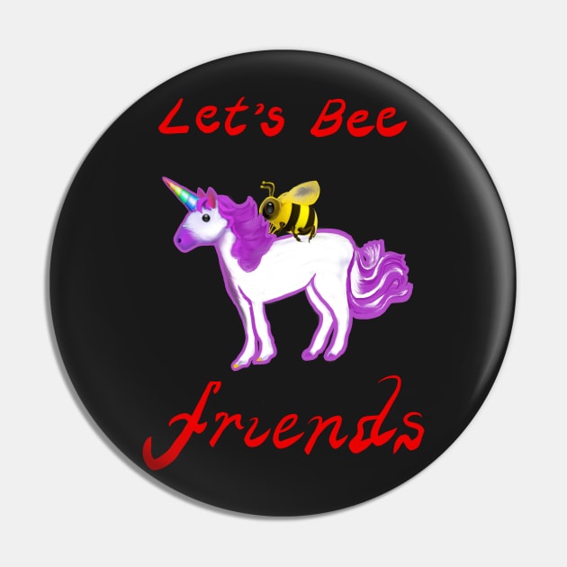 Bee themed gifts for women, men and kids. Let’s Bee friends - honey bee and Rainbow horned unicorn celebrate friendship save the bees Pin by Artonmytee