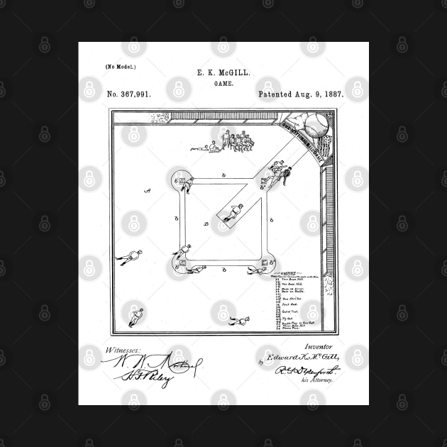 Baseball Patent - Sports Fan Softball Baseball Art - White by patentpress