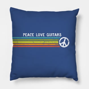 PEACE LOVE GUITARS Retro Rainbow Stripes Pillow