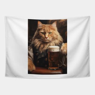 Funny Cat Beer Tapestry