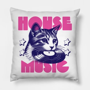 HOUSE MUSIC  - Cat Bite Vinyl (pink/navy) Pillow