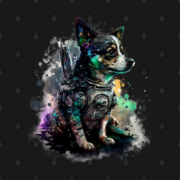 Sci-fi Puppy Terrier doggy dog by Buff Geeks Art