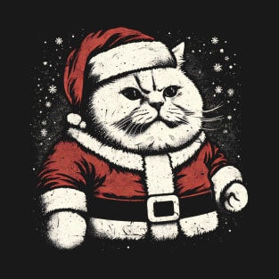 Funny Cat Santa Merry Christmas Vintage T-Shirt