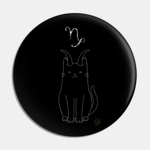 Dark Cat Capricorn Pin by BastetLand