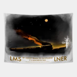 Gorgeous Old LMS LNER Steam Train Poster Tapestry