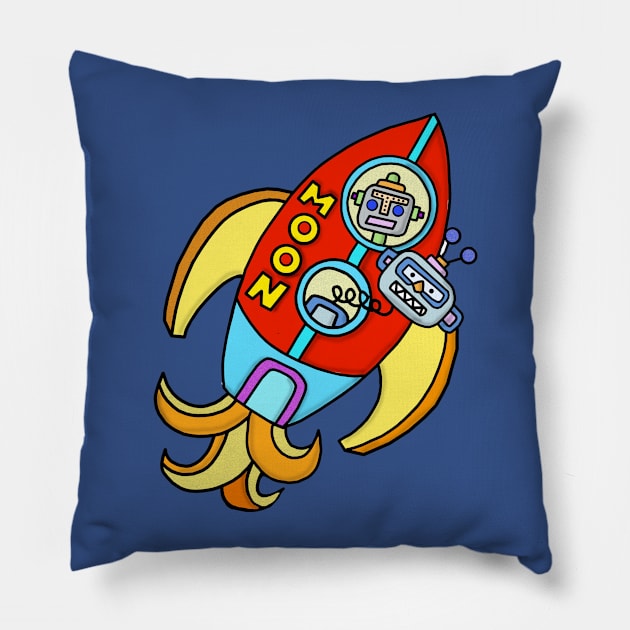 To the Moon Robotman Pillow by Lynndarakos