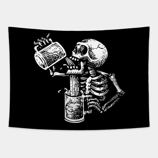 Drunk skull Tapestry by Josué Leal