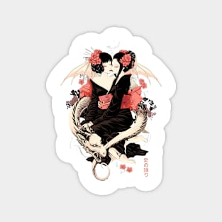 Two Geishas Kissing Graphic T-Shirt 23 Magnet