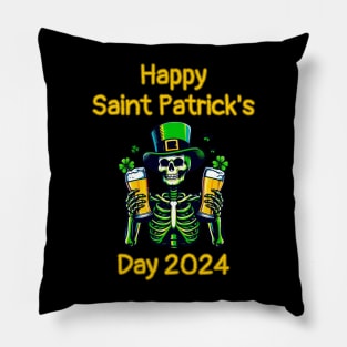 St Patricks Day 2024. Irish Skull Men Pillow