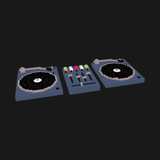 DJ Two Turntables and a controller 8 BIt Pixel Voxel Graphic T-Shirt