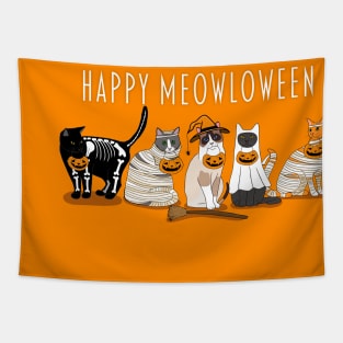 Happy Meowloween Cats Tapestry