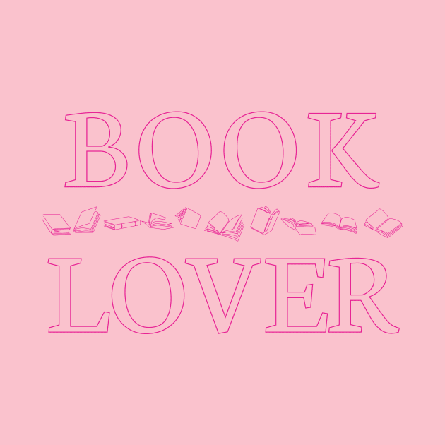 Bookish pink line design with lots of books. by Miss Pell