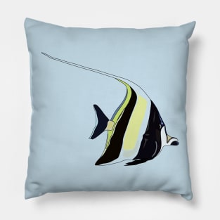 Moorish idol fish cartoon illustration Pillow