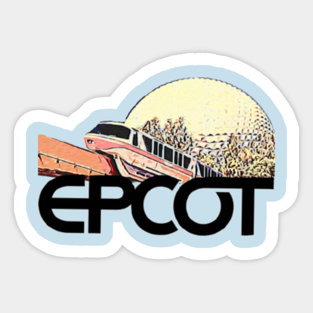 Epcot's Spaceship Earth and the Monorail - Epcot - Sticker | TeePublic Epcot's Spaceship Earth and the Monorail - Epcot - Sticker | TeePublic