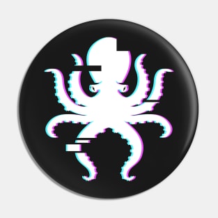 Vaporwave Glitch Art Octopus Pin