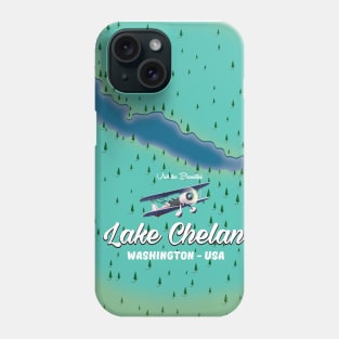 Lake Chelan Washington USA map Phone Case