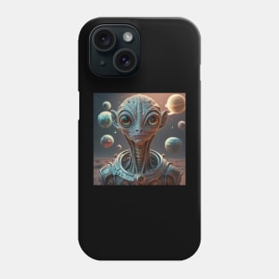 Extraterrestrial alien portrait smiling grey with ears Phone Case