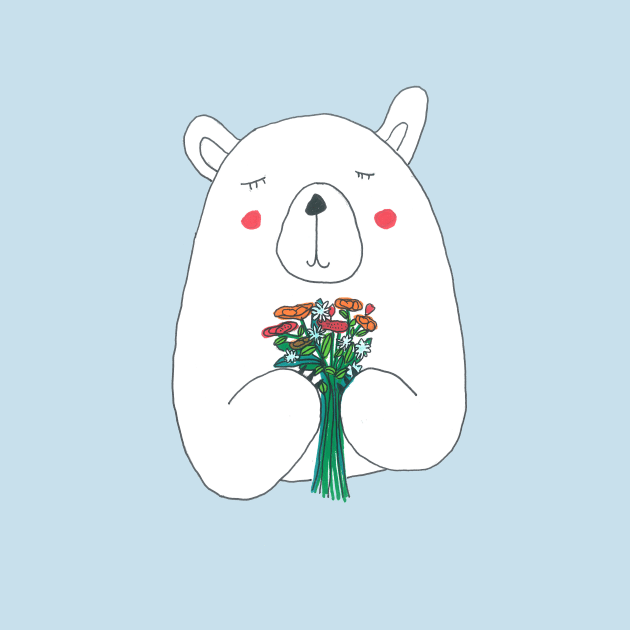 Polar Bear With Flowers by DoodlesAndStuff