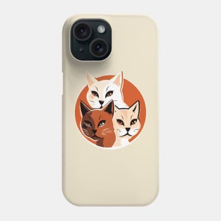 Three serious cats in circle Phone Case