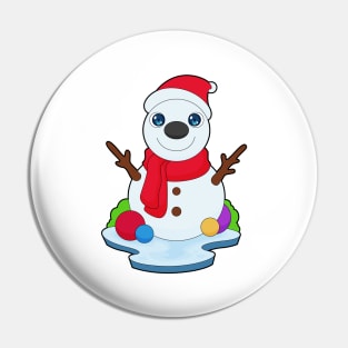 Snowman Christmas Santa hat Pin